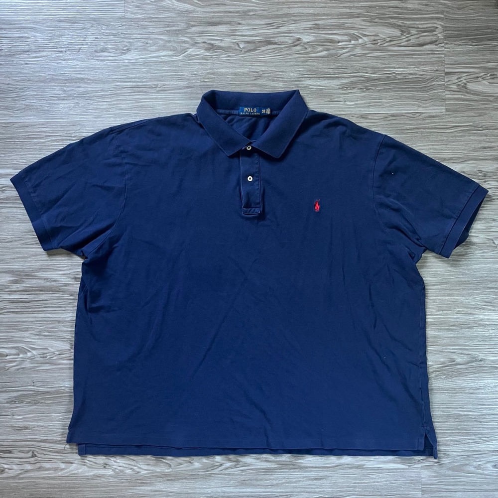 Polo Ralph Lauren Mens 4XB Navy Blue Short Sleeve Pique Polo Shirt Red Pony Logo